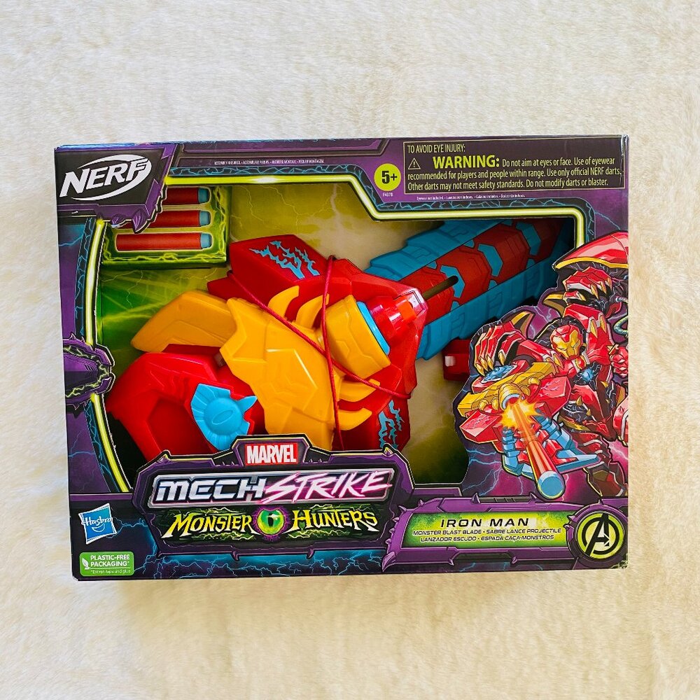 Nerf Marvel Mech Strike Monster Hunters Iron Man Monster Blast Blade NEW